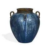 Fulper Pottery, four-handled Oriental vase in Blue Snowflake Crystalline glaze