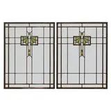 Prairie School, windows with a stylized butterfly motif, pair