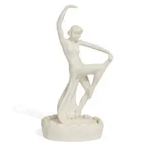 Cowan Pottery, elegant nude Loveliness flower frog in special Ivory glaze