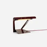 table lamp by Charlotte Perriand, c. 1955, enameled steel, brass, sold Apr 2018