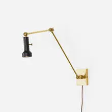 wall lamp by Angelo Lelii, c. 1950, brass, enameled brass, sold Apr 2018