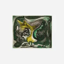 Pennerton West, Troll in the Grain, 1952, etching on paper