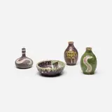 collection of four vessels by Guido Gambone, c. 1955, glazed stoneware, sold Apr 2018
