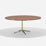 George Nelson, prototype conference/dining table, c. 1965-68, Brazilian rosewood, aluminum, enameled steel, enameled aluminum