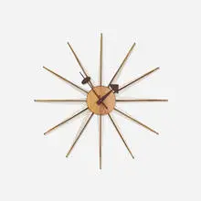 String wall clock, model 2214B by George Nelson & Associates, 1954, enameled steel, maple, string, enameled aluminum, sold Mar 2018