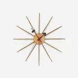 String wall clock, model 2214B by George Nelson & Associates, 1954, enameled steel, maple, string, enameled aluminum, sold Mar 2018