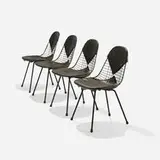 DKX-2s, set of four by Charles and Ray Eames, 1951, enameled steel, vinyl, rubber, sold Mar 2018
