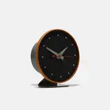 Masonite table clock, model 4767A by George Nelson & Associates, 1949, masonite, enameled aluminum, lacquered wood, enameled steel, walnut, map pins, sold Mar 2018