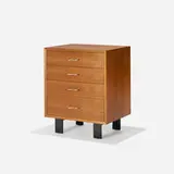 cabinet, model 4701 by George Nelson & Associates, 1946, walnut, lacquered wood, aluminum, sold Mar 2018