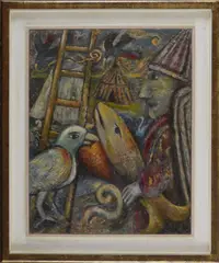 Untitled by Mervyn Charlton, oil on board 57.5 x 46cm ., sold May 2021