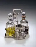 Christopher Dresser, A Hukin and Heath electroplated cruet set,