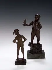 P Koiualezeus, A bronze figure of young Dutch boy,, on marble base