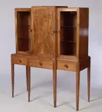 Cotswold school, A breakfront walnut side cabinet,, A breakfront walnut side cabinet,