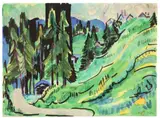 Im Sertigtal mit Blick auf Clavadel by Ernst Ludwig Kirchner, 1925, Aquarell über Bleistift auf Papier, sold Nov 2012