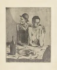 Pablo Picasso, Le repas frugal, 1904, Radierung auf Van Gelder Zonen-Velin
