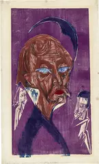 Ernst Ludwig Kirchner, Blonder Maler - Bildnis Karl Stirner, 1919, Farbholzschnitt auf Japan