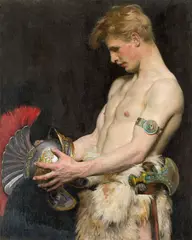 Osmar Schindler, Germanischer Krieger mit Helm, 1902, Öl auf Leinwand