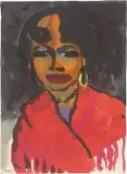 Emil Nolde, Frauenporträt mit gelbem Ohrring, 1921, Aquarell auf dünnem Japan
