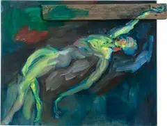 Rainer Fetting, Schwebender, 1984, Acryl und Holz auf Leinwand