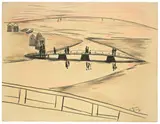 Max Beckmann, Rimini, 1927, Schwarze Kreide und Pastell auf gelblichem Bütten (Wasserzeichen: HL Antique)