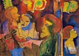 Lampionfest by Karl Schmidt-Rottluff, 1925, Aquarell und Tuschpinsel auf schwerem, genarbtem Papier, sold Nov 2007