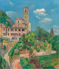Hans Purrmann, Kirche in Castagnola, 1943, Öl auf Leinwand