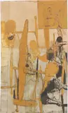 Neo Rauch, Ohne Titel (aus der Serie: Studien zur Göttlichen Komödie), 1992, Öl auf Papier, collagiert