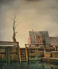 Franz Lenk, Altes Wehr, 1930, Öl auf Leinwand auf Holz