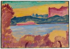 Alexej von Jawlensky, Landschaft Genfer See, 1915, Öl über Bleistift auf leinenstrukturiertem Papier, auf Karton aufgezogen