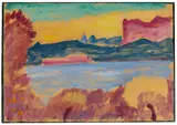 Landschaft Genfer See by Alexej von Jawlensky, 1915, Öl über Bleistift auf leinenstrukturiertem Papier, auf Karton aufgezogen, sold May 2019