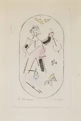 Ľudovít Fulla, Girl with a Violin, 1977, coloured drypoint, paper