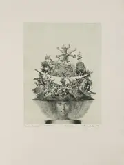 Albín Brunovský, Lady in a Hat V - Performance, 1981, etching, paper