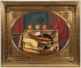 Ivan Exner, Still Life with Newspapers, Oranges and Fish, 2007, oil on canvas