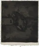Jasper Johns, Face (Black State) (from Casts from Untitled), 1973-1974, 3-color lithograph on Japanese Washi No Mise paper