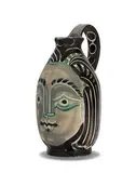 Pablo Picasso, Bearded man's wife, 1953, Turned pitcher of white earthenware clay, decoration in engobes, knife engraved under partial brushed glaze