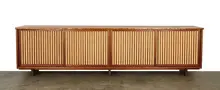 George Nakashima, Quadruple sliding door cabinet, Cherry wood and pandanus cloth
