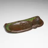 Tiffany Studios, Mosaic pen tray, c. 1910, patinated bronze, Favrile glass