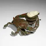 Tiffany Studios, Rare crab inkwell, c. 1910, patinated bronze, oyster shell