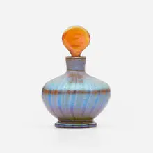 Agate perfume bottle by Tiffany Studios, c. 1916, hand-blown Favrile glass, sold Oct 2023