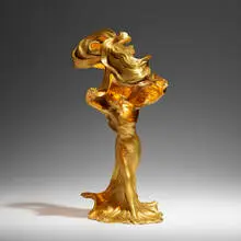 Loïe Fuller lamp by Raoul François Larche, c. 1901, gilt bronze, sold Oct 2023