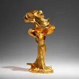Raoul François Larche, Loïe Fuller lamp, c. 1901, gilt bronze