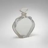 Niobé perfume bottle with stopper by René Lalique, c. 1919, frosted and tinted glass, sold Oct 2023