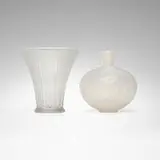 Vases, set of two by René Lalique and Lalique, opalescent glass, glass, sold Oct 2023