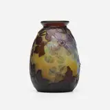 Mold-blown vase with clematis by Galle, c. 1920, mold-blown glass, sold Oct 2023