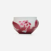Bowl with bittersweet nightshade by Galle, c. 1920, acid-etched cameo glass, sold Oct 2023