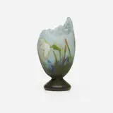 Daum, Cracked Egg vase with daffodils, c. 1928, acid-etched, padded, and wheel-carved cameo glass