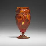 Daum, Jeweled Beetle and Fruit vase with woodbine leaves, c. 1897, acid-etched and wheel-carved glass, foiled and applied glass