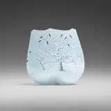 Daum, Fine Blackbird vase, c. 1895, acid-etched, wheel-carved, and enameled cameo glass