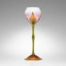 Floriform vase by Tiffany Studios, c. 1902, hand-blown Favrile glass, sold Oct 2023