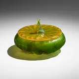 Covered gourd box by Émile Gallé, c. 1900, hand-blown glass, sold Oct 2023